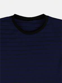 Ribbed Striped T-Shirt - Azul Marino - Ver 4
