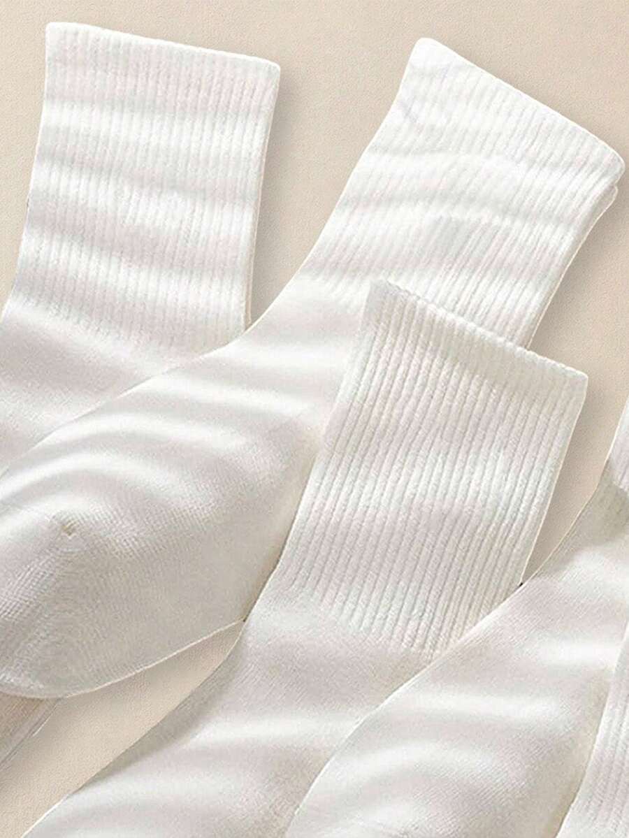 5双男士白色短袜，透气中筒袜，夏季薄款