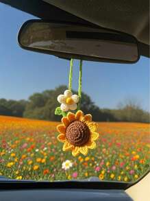 1 set fai-da-te di ornamenti con fiori da appendere all'auto, stile terapeutico versatile per tutte le stagioni, decorazione creativa per l'interno dell'auto, regalo carino, accessorio essenziale per auto da donna