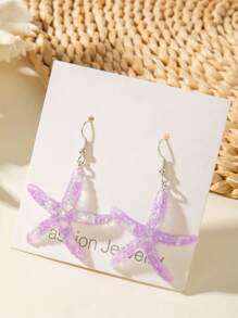1 Pair/6 Pairs Set Bohemian Sea Star Resin Pendant Women Single Pair Earring & Earring Set, Suitable For Beach Party, Gift (No Card)