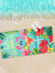 Telo da spiaggia in microfibra da 250 gsm super assorbente e ad asciugatura rapida, con stampe tropicali di fenicotteri, gatti neri, leopardi, tigri, mandrie di cavalli e design con testi inglesi a cartoni animati. Adatto per spiaggia, yoga, viaggi, campeggio, nuoto, picnic, decorazione da bagno per vacanze estive. Dimensioni disponibili: 70*140cm o 90*180cm