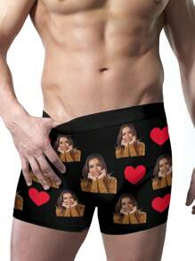 Customized Boxer Briefs For Boyfriend, Husband, Or Him – Personalized Men's Underwear With Heart Design – Funny, Cute, And Adorable Custom Boxer Shorts In Size XS-3XL – Unique Valentine's Day, Birthday, Anniversary, Or Holiday Gift