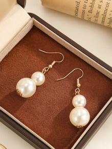 1 Pair Fashionable, Elegant, Simple Faux Pearl Pendant Earrings, Wedding Season Jewelry, Suitable For Women's Daily And Party Wear, Perfect Gift For Her