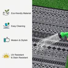 Outdoor Rug Bohemian Style Outdoor Rug Double-Sided Reversible Plastic Straw Rug Easy To Clean For Balcony Beach Deck Patio Picnic RV Camping - Black and White - View 7