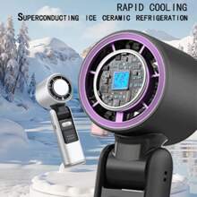 1pc Digital Display Foldable Lce Cooling Fan USB Rechargeable 100 High Speed Mini Fan Hand Held Fanportable Fan