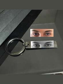 Personalized Couple Eye Photo Keychain, Customized Rectangular Photo Keyring, Stainless Steel Long Keychain, Gold/Silver/Black Couple Photo Keychain, Family Memorial Photo Keychain, Customized Eye Photo Keychain, Couple Memorial Customized Gift, Memorial Dad & Mom Eye Photo Keychain, Souvenir Gift, Customized Girlfriend Eye Photo Keychain, School Supplies, Utilitarian Chic