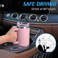 1个40盎司/1200毫升双层304不锈钢真空隔热大容量运动车载杯，喷涂多种颜色，配有1根PP吸管。杯刷、备用吸管和硅胶杯垫可单独购买 - 彩色 - 查看 10