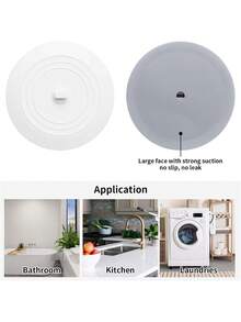 1 件浴缸排水塞 - 5 英寸硅胶厨房浴室浴缸排水毛发塞、浴缸排水塞、通用扁平吸盘淋浴浴缸排水盖、浴室洗衣配件（白色/灰色）家居浴室装饰秋季装饰返校