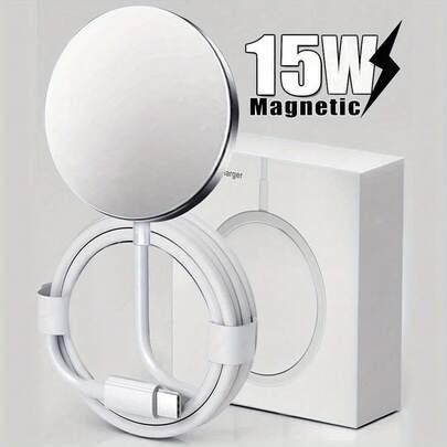 1 pieza Cargador inalámbrico magnético de 15W, compatible con iPhone 16 Pro Max/16 Pro/16 Plus/16/15/14/13/12/11 Series, adecuado para oficina, dormitorio y hogar