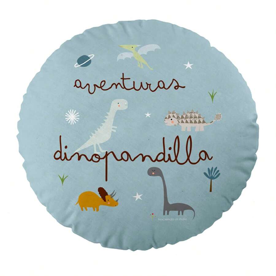 Naturals Cuscino Tondo Bambini Stampato 100% Cotone da 40 cm di Diametro, Cuscino Decorativo Extra Morbido per Cameretta, con Imbottitura in Poliestere Non Rimovibile, Ideale per Letto e Divano - Haciendo el Indio, Prodotto in Spagna - Raccontaci - Visualizzare 1
