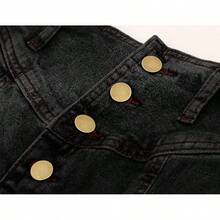 Women's Retro Exposure Button-Fly Packaged A-Line Maxi Long Skirt - màu đen - Xem 3