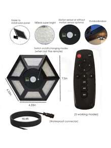 1 pièce 180 LED Lampe solaire d'intérieur/extérieur 1200 LM Lustre, Kit d'éclairage à 5 modes avec télécommande IP65 étanche pour jardin, abri de jardin, gazebo, garage de la maison, terrasse (un-à-un/un-à-deux) Lustre avec télécommande