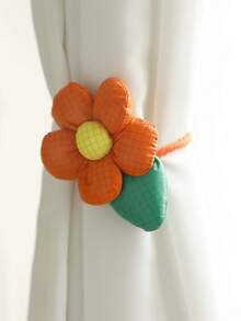 2 Pieces Large Cloth Flower Curtain Tieback Wedding Decorative Holdbacks Rope American Rustic Style Drapery Holder Clip For Girl's Room - Multicolor - View 4