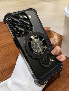 1片电镀四边凸起边缘设计屏幕保护膜 + U-Shield CD纹理磁吸隐形支架手机壳，支持无线充电，兼容 16 Pro Max、P30、Nova 11、荣耀Magic 7、红米Note 14 Pro+ 5G、三星Galaxy S25 Ultra、Infinix Smart 8/Infinix Hot 40i/Spark 20/Spark 20C/Spark Go 2024、Moto G54，防水防震防摔防刮。 - 黑色 - 查看 1