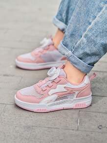 أحذية رياضية شبكية مُنفِّسة للبنات، أحذية رياضية خفيفة الوزن مانعة للانزلاق للأطفال الكبار، صيفية