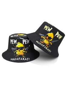 Cappello da pescatore di stile alla moda "PWE PWE", stampa stile urbano, cappello da sole casual da esterno a protezione solare, unisex