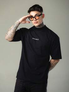 DMUNIZ Oversized Streetwear T-Shirt Printed Chest Basic Turtleneck Dmz005 - màu đen - Xem 4