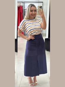 WOMEN'S SUEDE SKIRT WITH ZIPPER AND POCKET. STYLE AND ELEGANCE. - 藍色 - 查看 7