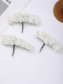 3 lots de roses miniatures artificielles en papier de couleurs mélangées, fleurs artisanales petites pour artisanat, fleurs miniatures pour bouquet de mariage. Fleurs en papier miniatures avec tiges pour artisanat DIY, scrapbooking et embellissement