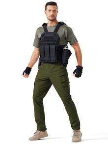 31" Men's Tactical Hiking Pants Water Resistant Quick Dry Ripstop Cargo Pants With 8 Pockets & Carabiner, Lightweight For Outdoor, Camping & Work Wear - Army Green - View 6