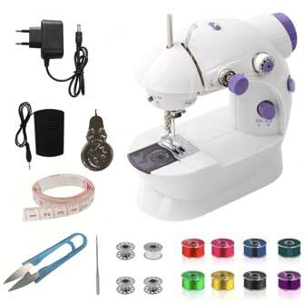 IAGREEA IAGREEA Electric Sewing Machine, Portable, Mechanical, Convenient, 6V, 1A, 1 With Thread Shuttle Core, 1 With Empty Shuttle Core, 1 Spare Needle, And 1 Threading Device, Can Be Plugged In And Used With A Battery Of 4 AA, With Pedal, For Household Use, Perfect Gift For Mother's Day, Christmas Gift, Halloween, Etc. Wonderful Gift For Daughter, Mom, Grandma, Mother In Law