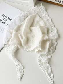 1pc Women's Lace Triangular Scarf, Lightweight Breathable Summer Headband, French Style Hair Accessories