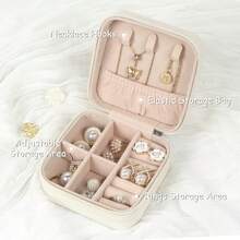 Travel Jewelry Case Bridesmaid Gifts Box,3 Pack Small Jewelry Box Mini Jewelry Organizer,PU Leather Portable Earring Storage Box For Women Girls Bridesmaid Proposal Gifts - 白色 - 查看 5