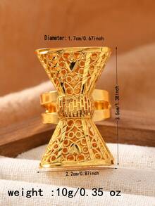 1pc Arabic Hollow Butterfly Ring, 24K Gold Plated Copper Adjustable Eid Al-Adha Festival Ring - Yellow Gold - View 4