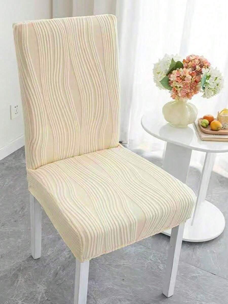 1pc Elegant Wave Pattern Jacquard Chair Cover, High-End Home Use, Suitable For Various Occasions,Fall Decor,Autumn Decor,Room Decor