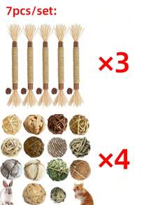 3PCS Silvervine Chew Sticks For Cats, Catnip Chew Sticks Cat Toys For Indoor Cat Kitten Teeth Grinding Interactive Feather Toys For Aggressive Chewers Dental Care/7pcs /Set