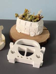 Molde de silicona con forma de autobús de dibujos animados, maceta, caravana, para hacer macetas de concreto o cemento para plantas suculentas, manualidades DIY, caja de almacenamiento, vela, taza. Decoración del hogar y jardín, artesanía, regalos. - molde de silicona blanco - Ver 5