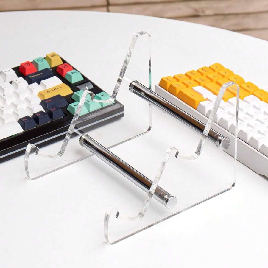 2-stufiger Tastatur Displayständer aus transparentem Acryl, Ständer für Tablet, Mechanische Tastaturhalterung, Aufbewahrungsständer für Tablet, Fotorahmen