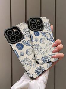 1pc Classic Shell Pattern Soft TPU Phone Case, Anti-Fall Design, Compatible With IPhone And S15/S15Plus/S15Pro/S15ProMax