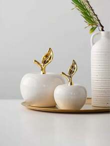 1pc Simple Apple Shaped Desktop Centerpiece White Creative Bohemian Style Crafts Suitable For Friends Gifts/Desktop Office Home Decor - Multicolor - View 5