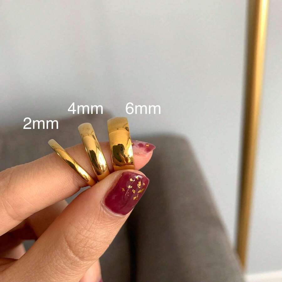 1 件简约光滑钛钢戒指,18K 镀金不锈钢戒指,多种宽度和尺寸,适合日常佩戴,男女通用 - 戒指 - 查看 1