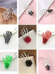 2pcs Skull Hand Hair Accessories, Gothic Style Dark Hair Clips, Niche Personalized Ghost Claw Hair Clips, Broken Hair Clips, Skull Hair Clips, Rose Hair Accessories, Personalized Hair Accessories Back To School