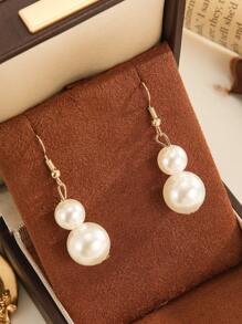 1 Pair Fashionable, Elegant, Simple Faux Pearl Pendant Earrings, Wedding Season Jewelry, Suitable For Women's Daily And Party Wear, Perfect Gift For Her