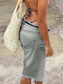 Raw Hem Bermuda Denim Shorts