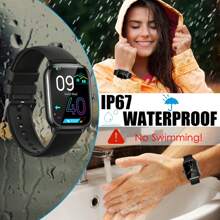 EIGIIS 1 Stück Unisex Smartwatch (Anrufe tätigen/annehmen), 1,9" HD voll berührungsempfindlicher quadratischer Bildschirm, robuste Sportuhr, kompatibel mit Android, 230 mAh wasserdichter Fitness-Tracker mit Schlafüberwachung und Schrittzähler