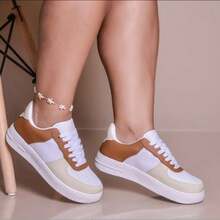 Women's White Casual Low-Top Sneakers Original Gym Adult Comfortable Everyday Traditional Launch - Xanh và hồng - Xem 4