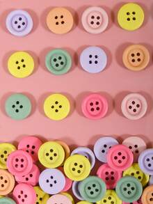 10/100/200 piezas Botones de plástico de colores, Botones decorativos hechos a mano, Botones de costura para ropa, Botones de colores planos para manualidades, Prendas de moda, Proyectos DIY - Multicolor - Ver 5