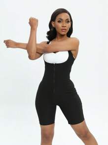 1pc Women's Lightweight Sauna Sweat Fitness Yoga Jumpsuit, Workout Jumpsuit For Sports, Gym, Yoga, Summer Gym Accessories For Belly Slimming Girdles, Lumbar Girdles For Belly Slimming Corset