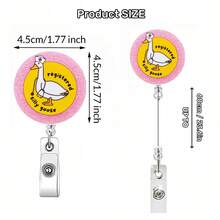 TONAVIETO 1 件可爱又有趣的傻鹅徽章卷轴可伸缩护士徽章卷轴适用于女性身份证徽章夹 RN LPN 护士护理儿科徽章卷轴适用于工作护士礼物、学校用品、返校 - 彩色 - 查看 3