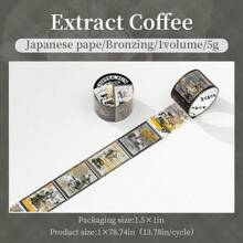 1 Rolle 2m Retro Stempeldekorative Washi Tape, kreative ästhetische Aufkleber, DIY-Dekorationen für Scrapbooking, Tagebücher, Geschenke, personalisierte Scrapbooks, Schulbedarf, Schulbedarf, Schulanfang