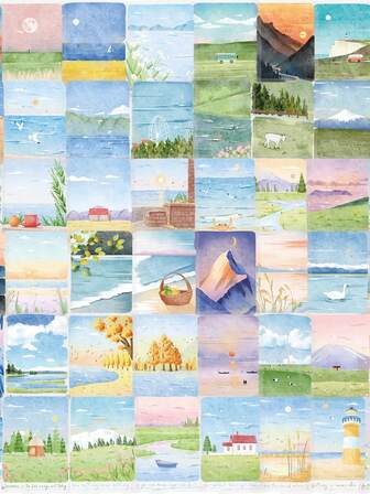 50pcs Transparent Oil Painting Landscape Stickers Vintage Aesthetic Stickers Craft Supplies PET Vinyl Sticker