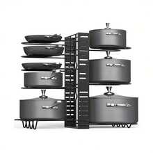 1pc Multi Layer Folding Sitting Pot Lid Rack, Multifunctional Double-Sided Pot Rack, Kitchen Small Tool - Multicolor - View 4