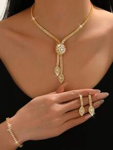 Bride Floral Necklace Earrings Bracelet Set, Party/Street Look Wedding Season Valentine's Day Accessories