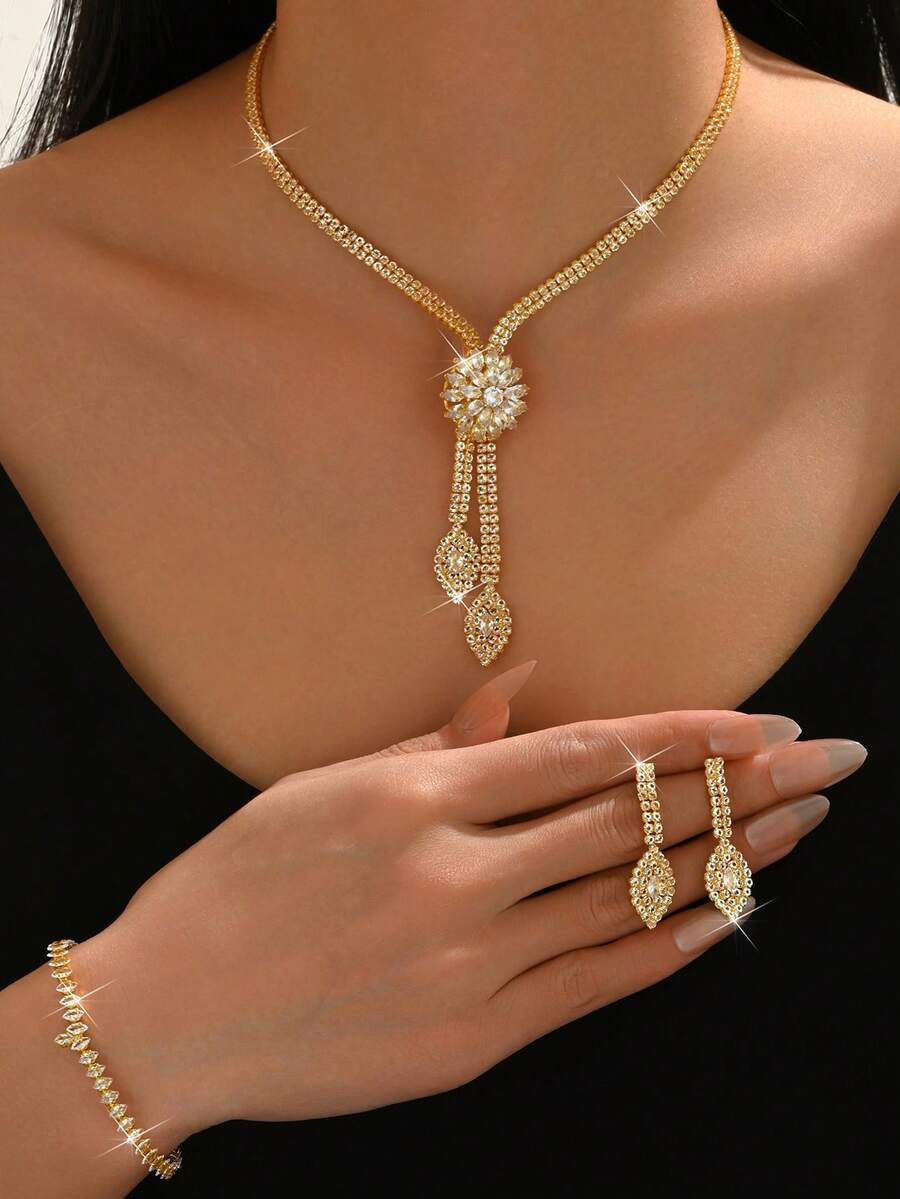 Bride Floral Necklace Earrings Bracelet Set, Party/Street Look Wedding Season Valentine's Day Accessories