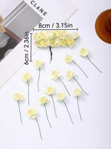 3 lots de roses miniatures artificielles en papier de couleurs mélangées, fleurs artisanales petites pour artisanat, fleurs miniatures pour bouquet de mariage. Fleurs en papier miniatures avec tiges pour artisanat DIY, scrapbooking et embellissement