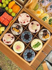 2pcs/4pcs Multicompartment Dessert Box With Transparent Lid & Dividers, 6-Slot 9-Slot Cupcake Box Suitable For Mini Cupcakes, Chocolate Dipped Strawberries, Brownies & Snacks, Suitable For Wedding, Holiday, Birthday Party Dessert Packaging